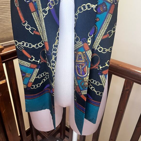 Belt & Chain Fashion‎ Scarf Green and Black Old Money Equestrian Preppy - Picture 7 of 8
